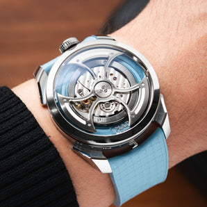 Baby Blue Curved CTS Rubber Strap for MB&F MAD1