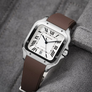 Brown Sailcloth CTS Rubber Strap for Cartier Santos de Cartier