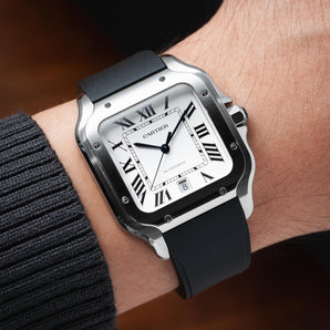 Black CTS Rubber Strap for Cartier Santos de Cartier