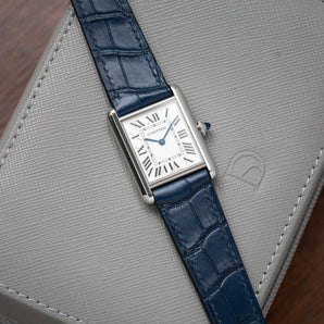 Matte Navy Alligator Strap for Cartier Tank