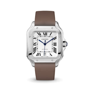 Brown CTS Rubber Strap for Cartier Santos de Cartier