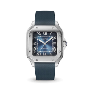 Navy Sailcloth CTS Rubber Strap for Cartier Santos de Cartier