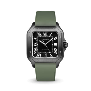 Olive Green CTS Rubber Strap for Cartier Santos de Cartier