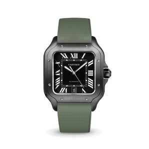 Olive Green Sailcloth CTS Rubber Strap for Cartier Santos de Cartier