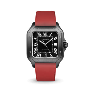 Red CTS Rubber Strap for Cartier Santos de Cartier