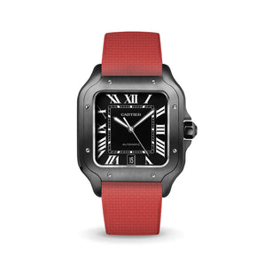 Red Sailcloth CTS Rubber Strap for Cartier Santos de Cartier