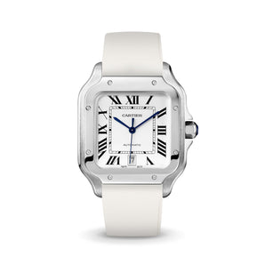 White CTS Rubber Strap for Cartier Santos de Cartier