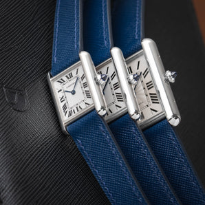 Navy Saffiano Cartier Tank Strap